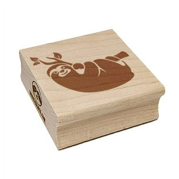 Sloth Hanging on Tree Branch Square Rubber Stamp Stamping Scrapbooking Crafting - Small 1.25in