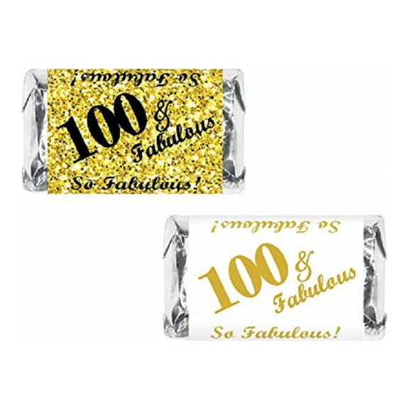 100 & Fabulous Miniatures Candy Bar Wrapper, (Set of 60) Mini Candy Bar Stickers Labels; Birthday Party Favor Décor. Candy Not Included.