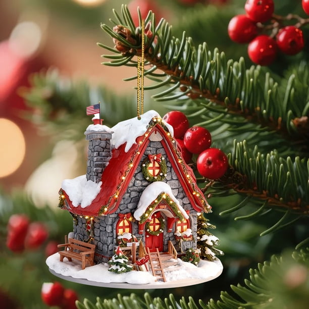 Christmas Hanging Decoration Christmas Tree Decoration Exquisite House Acrylic Hanging Decoration