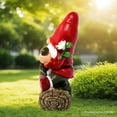 thumbnail image 6 of Hippy Gnome with Guitar Garden Statue, Unique Flowers and Peace Sign, 6 of 8