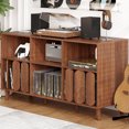 thumbnail image 6 of M optimized 55'' Record Player Stand, Wood Vinyl Record Storage Holder Shelf with Charging Station and USB Ports, Mid Century Turntable Stand Player Table Storage Cabinet for Living Room, 6 of 6
