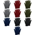 thumbnail image 7 of 10 Pack of Bulk Wholesale Adult One Size Knit Stretch Cold Winter Weather Gloves for Men, Women, Teens, Homeless, Charity Donations for Harsh Temperatures in Black, Gray, Navy Blue, Red and Green, 7 of 7