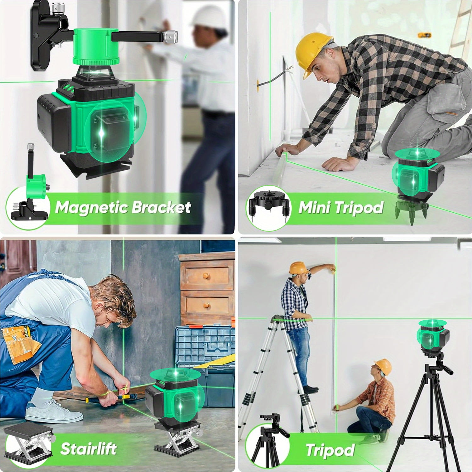 16-Line 4D 360° Self-Leveling Laser Level - Rechargeable High-Precision Alignment Tool