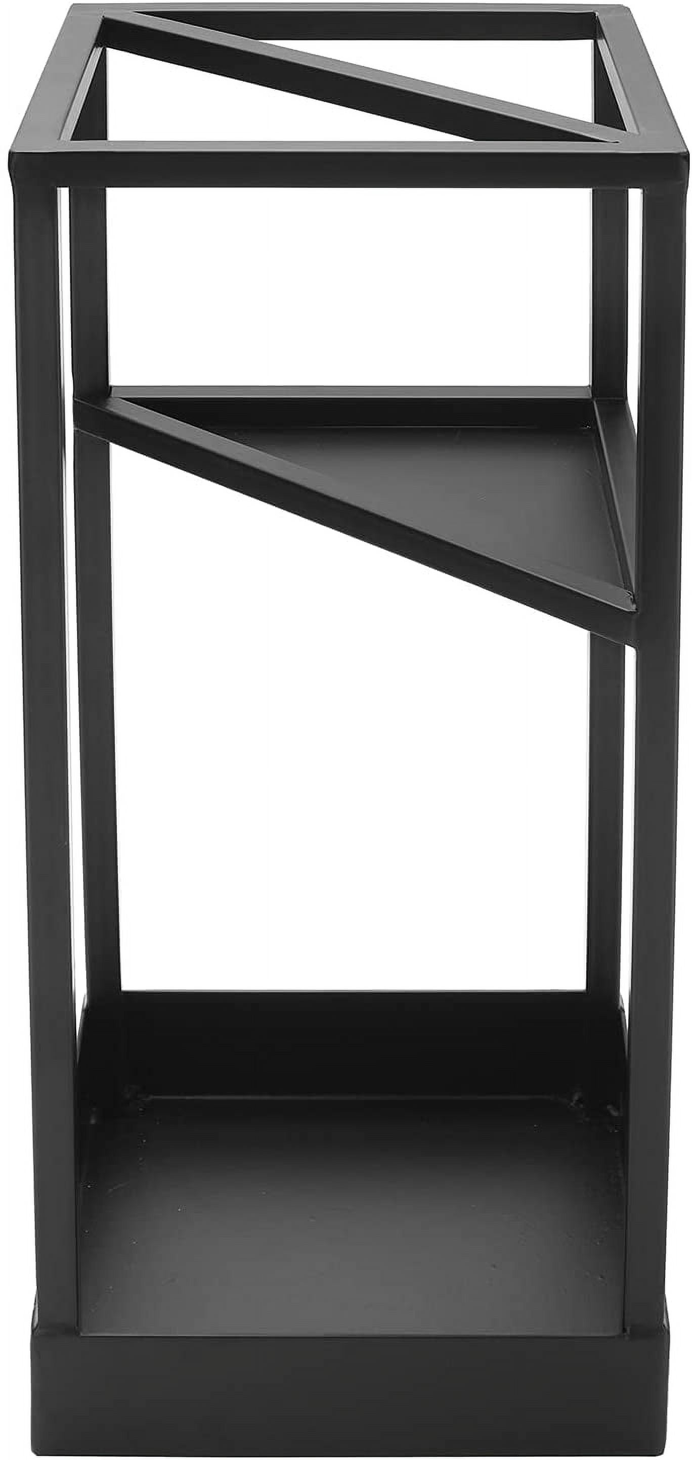 Umbrella Stand,Umbrella Holder for Entryway,20 Inch Tall Modern Metal Geometric Freestanding Umbrella Rack or Cane Holder with Shelf for Small Umbrellas and Bottom Drip Tray (Black)