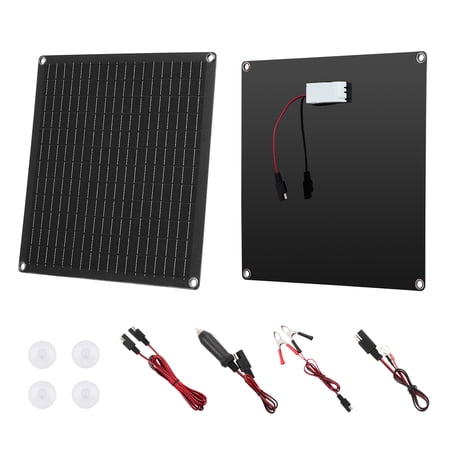 KFFKFF 20W 12V Solar Panel Charger and Maintainer with Integrated Smart Controller & 3 Connection Cables, IP67 Waterproof Design for Portable Use with RVs, Cars, Motorcycles, Boats,Vans, and Campers