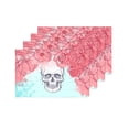 thumbnail image 4 of MKHERT Halloween Watercolor Skull with Peony Rose and Poppy Flowers Placemats Table Mats for Dining Room Kitchen Table Decoration 12x18 inch,Set of 4, 4 of 4