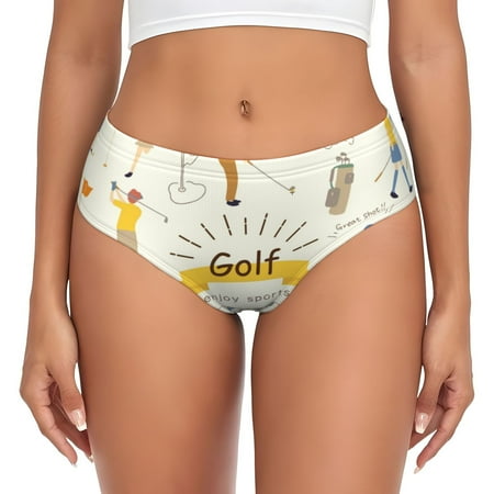Naloa Golf Icons And Golfer Womens No Show Cotton Underwear Mid-High Waisted Soft Ladies Panties Strech Breathable Briefs -4X-Large