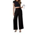 thumbnail image 2 of Uvplove Womens High Waisted Wide Leg Cargo Pants Baggy Casual Work Trousers with 4 Pockets, 2 of 9