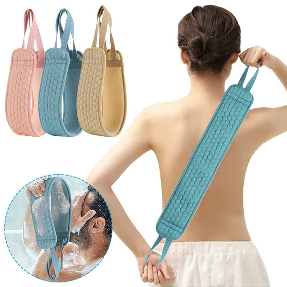 Double Sided Bathing Back Scrubber Towel | Long 82cm Exfoliating Body Washcloth | Massage & Cleaning for Circulation | Textured & Soft Microfiber | Handles | Single Pack