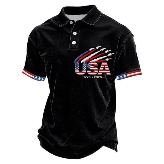 WAYUTE Mens Polo Shirts 250th Anniversary USA Shirt Short Sleeve Patriotic Graphic Collared Independence Day Freedom Casual Outdoor