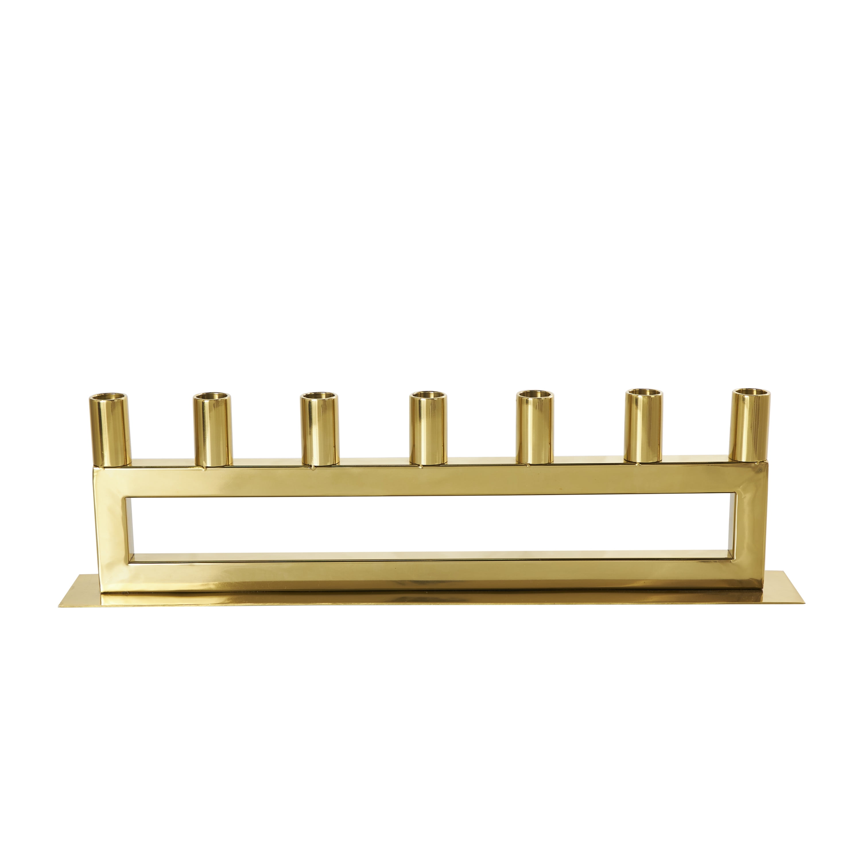 DecMode 7 Holder Gold Stainless Steel Candelabra with Rectangular Frame