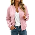 thumbnail image 2 of Guluxicc Women's Bomber Jackets Full Zipper Ribbed Cuffs Hem Long Sleeve Casual Jackets for Everyday Fall Winter, 2 of 6