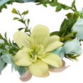 thumbnail image 6 of Floral Crown Bridal Headpiece Flower Headband with Ribbon, Children Knitting Headband Hair Wreath Garland Headbands for Party Events Festival Green, 6 of 7