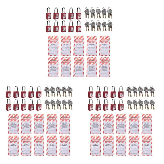 30 Red Lockout Tagout Locks with 30 Lock Out Tag Out Tags, Keyed Different,Compliant Locks(Red,Keyed Different)