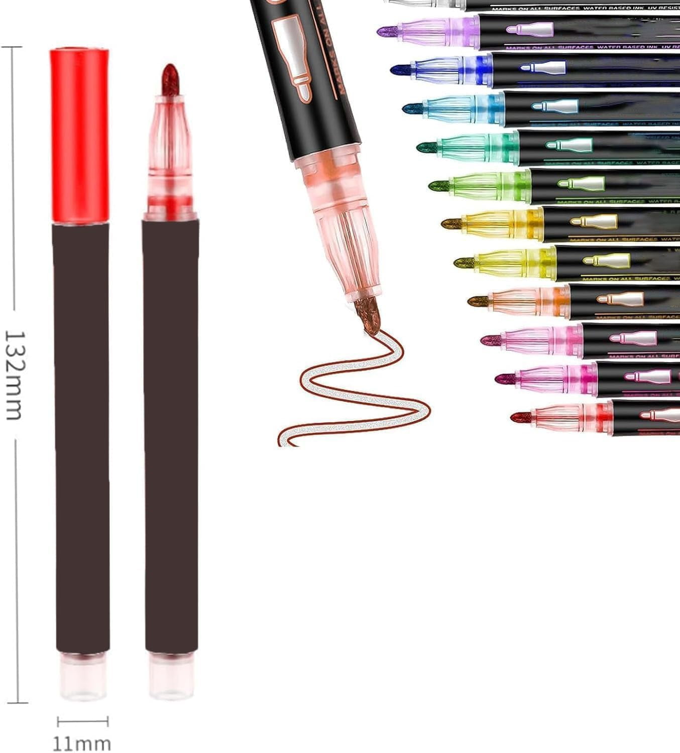 Glitter Outline Paint Markers, Outline Markers Self-Outline Metallic Markers, Outline Shimmering Markers, Double Line Outline Markers, Glitter Gel Pens (36 Colors)