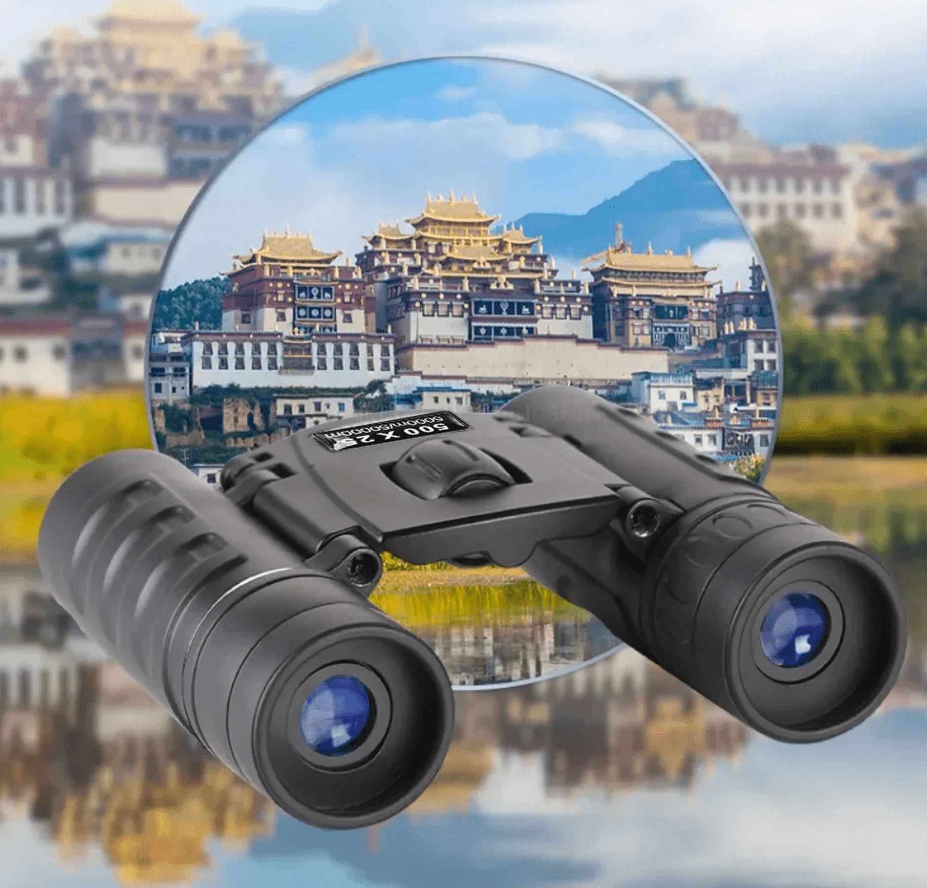 500x25 HD Zoom Portable Powerful Binoculars Long Range BAK4 Telescope Folding Optics for Outdoor Hunting Camping