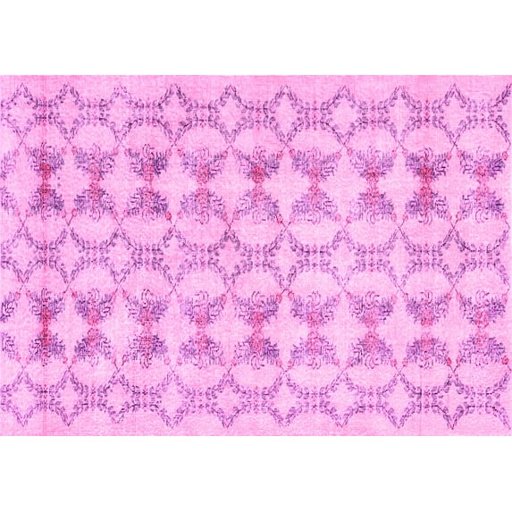 Ahgly Company Indoor Rectangle Abstract Pink Contemporary Area Rugs, 3' x 5'