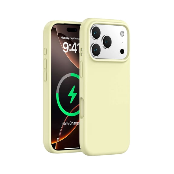 Silicone Case Compatible with iPhone 17 Pro Max 6.9 Inch 2025, Lightweight Phone Case, Wireless Charging Compat., Liquid Silicone Gel Rubber Cover, Anti-Scratch TPU Protective Bumper(cream yellow)