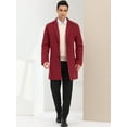thumbnail image 2 of Unique Bargains Men's Trench Coat Lapel Collar Single Breasted Warm Long Peacoat Overcoat Burgundy M, 2 of 6