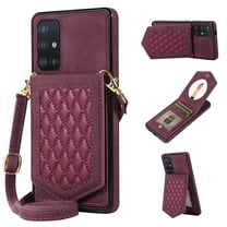 Galaxy A51 4G Wallet Case, Allytech Crossbody Shoulder Carrying Purse Cover RFID Blocking Card Slots Holder Flip PU Leather Stand Shockproof Case for Samsung A51 4G (Non 5G Version), Winered