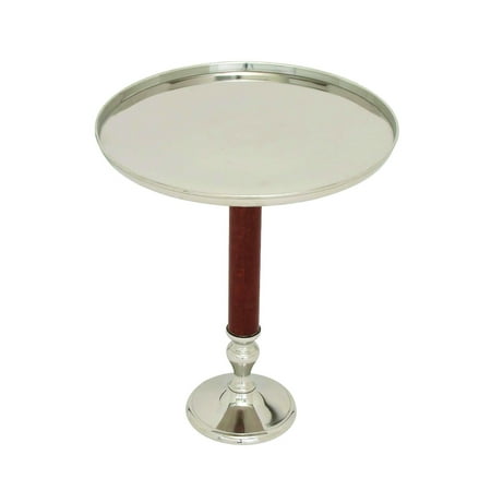 Column Accent Table - Accent Table Large Round Tray Top Short Leather Column Home Decor 27752