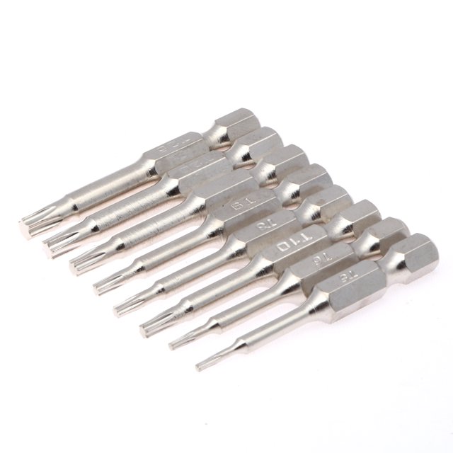 8 piezas de 50 mm de puntas de cabeza magnética S2 de acero cromado destornillador Torx Bit Se Likrtyny 1cp2jb1qk6tg9yd0