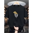 thumbnail image 2 of T-Shirt Décontracté pour Hommes à Imprimé Numérique avec Motifs de Feuilles - en Polyester, avec un Col Rond, des Manches Courtes, Style Street Hip-Hop, Tendance Mode Été Européenne et Américaine, et une Ambiance Sportive, 2 of 5