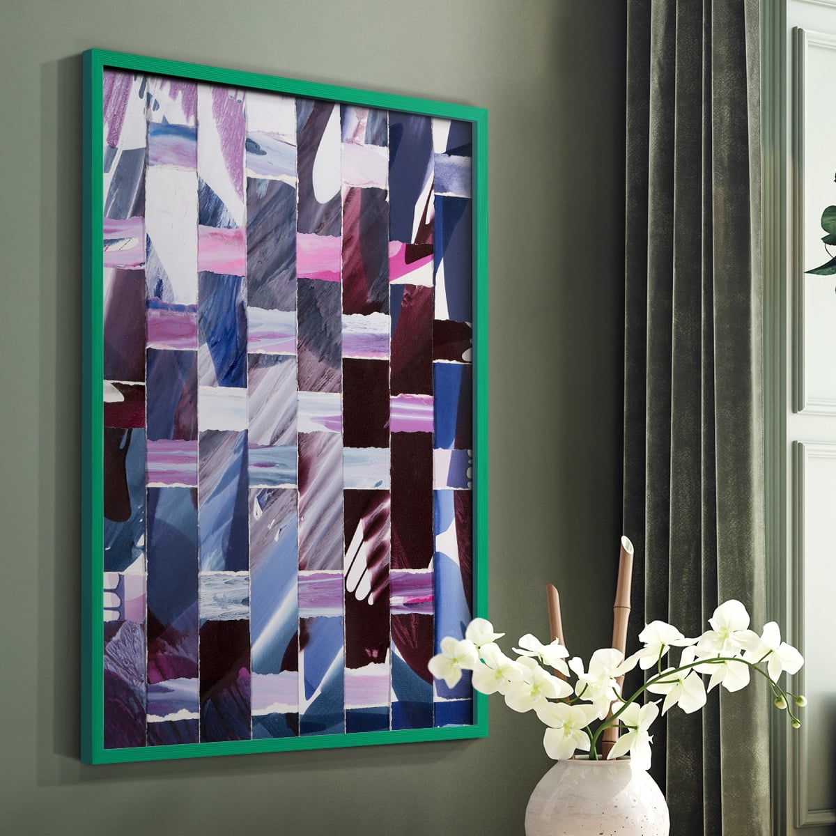 Dream Portals Framed Print in Green Solid Wood Framed Print No Nail Hanging