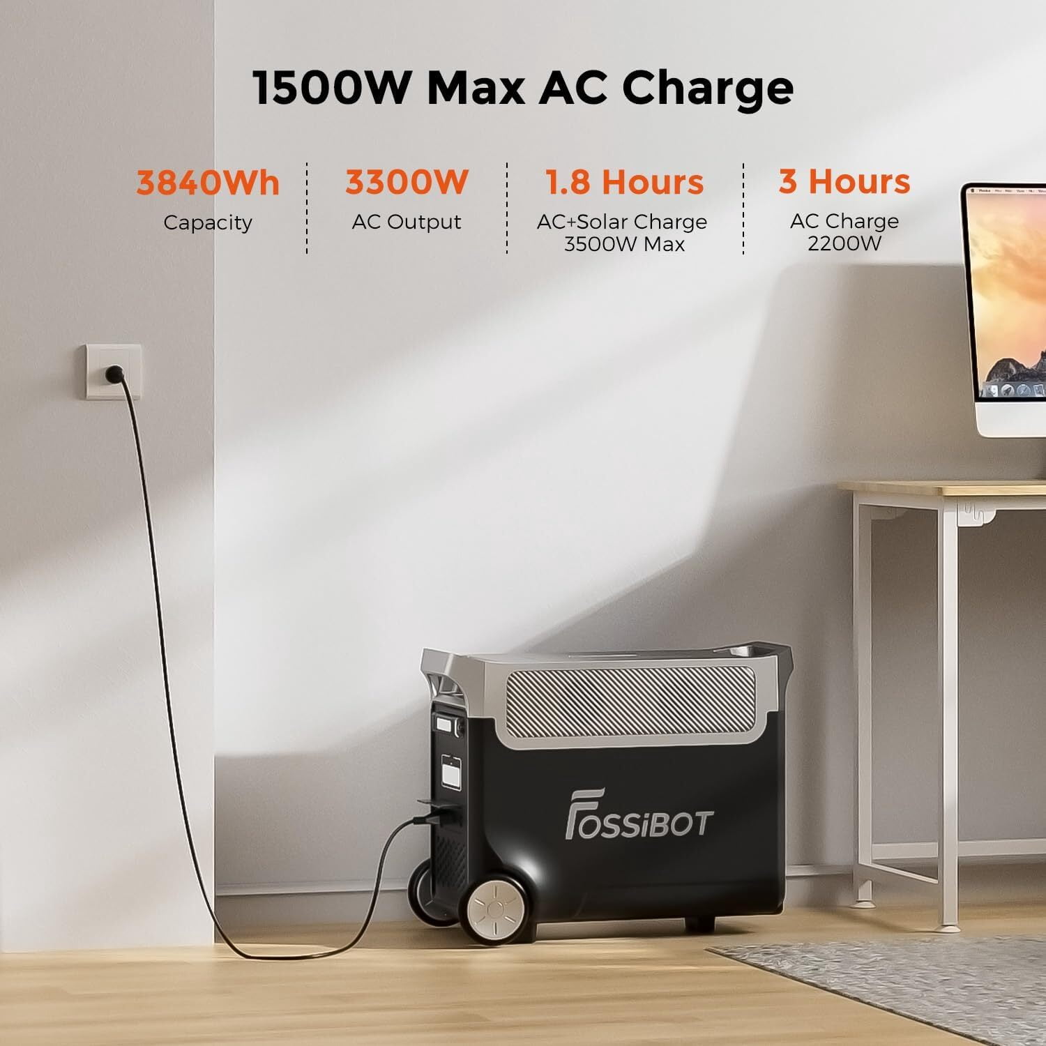 FOSSiBOT F3600 Pro 3840Wh Portable Power Station 3600Wh Capacity,Solar Generator,3600W AC Output for Outdoor Camping,Home Backup,Emergency,RV,off-Grid
