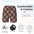 thumbnail image 3 of Honeii Mardi Gras Plaid Print Men's Swim Shorts,Mens Swim Trunks,Breathable Mesh Beach Shorts for Swimming,Surfing, and Beach Activities-Small, 3 of 6