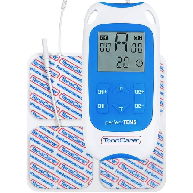 TensCare Perfect TENS Machine for Drug-Free Pain Relief – Dual Channel, 8 Programs, Adjustable Intensity, Includes 4 Electrode Pads
