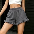 thumbnail image 2 of Admvng Womens Ruffled Hem Shorts Elastic Waist Casual Fit Everyday Wear, 2 of 5