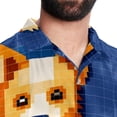 thumbnail image 5 of Pixel Dog Men's Short Sleeve Spread Collar Hawaiian Shirts, Casual Printed Button Down Summer Beach Tops, Unisex Men's Shirts, 5 of 6