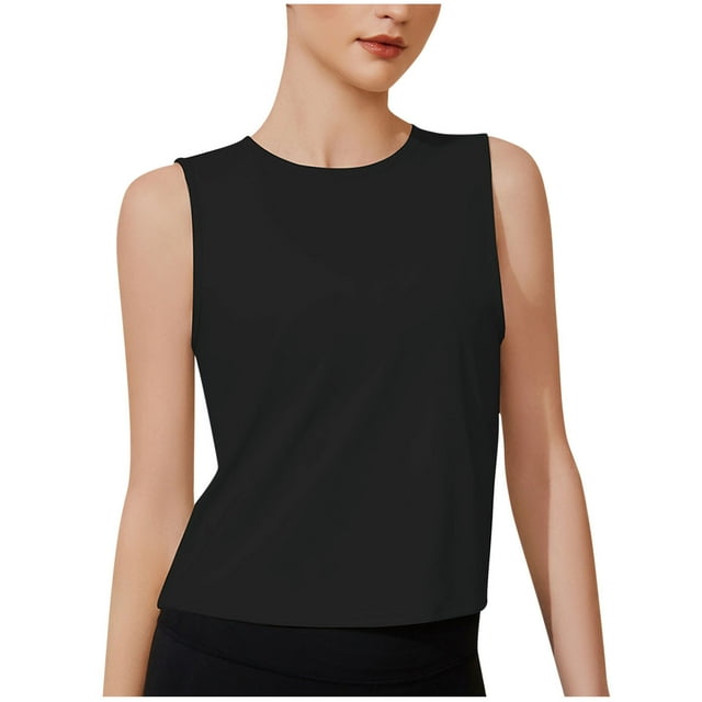 Camisole Sans Manches pour Femmes, Débardeur Uni à Col Rond, Tissu Léger et Respirant, Tricot Extensible Doux, Tenue Décontractée d'Été, Lavable en Machine