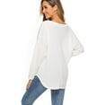 thumbnail image 2 of Women's Casual Off Shoulder Tops V Neck Waffle Knit Shirt Batwing Sleeve Tunics, 2 of 2