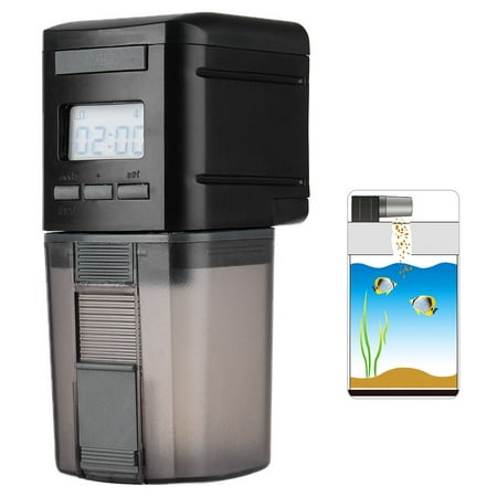 Automatic Fish Feeder Programmable Fish Food Dispenser Multi-Functional Fish Food Timer with LCD Display Screen and USB Charging Port, 200mL Capacity,