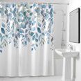 thumbnail image 4 of Blue Eucalyptus Leaves Fabric Shower Curtain Watercolor Leaf Washable Shower Curtains for Bathroom, Waterproof Bath Curtain with Hooks Home Decor 72x84in, 4 of 8