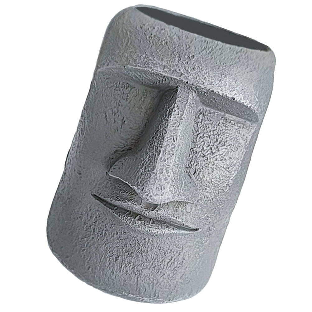 OUNONA Face Heads Easter Island Statue Flower Pot Office 25.5x19.5cm Dark Grey