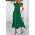 thumbnail image 3 of Vestido de verano CFLONGE 2025 para mujer, manga corta abullonada, verde, 3 of 8