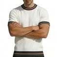 thumbnail image 4 of Ringer Tee Men Summer Fashion Ribbed Knit Crew Neck Short Sleeve Mens T-Shirts Casual Tops, 4 of 8