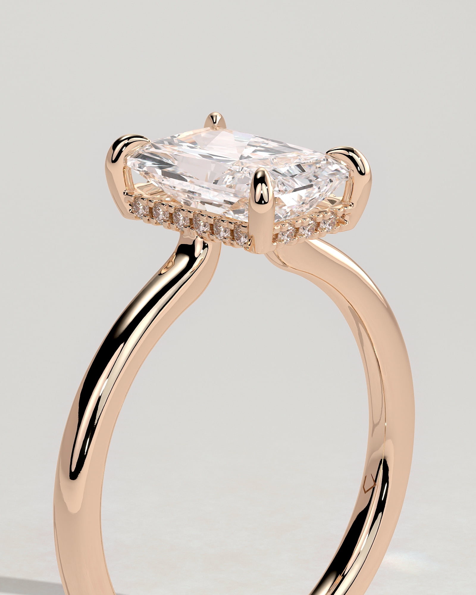 CAPRICARATS 2.00Ct Radiant Cut Moissanite Floating Low-Set Solitaire Engagement Ring – Hidden Halo Flush Design in 18K Rose Gold for Women