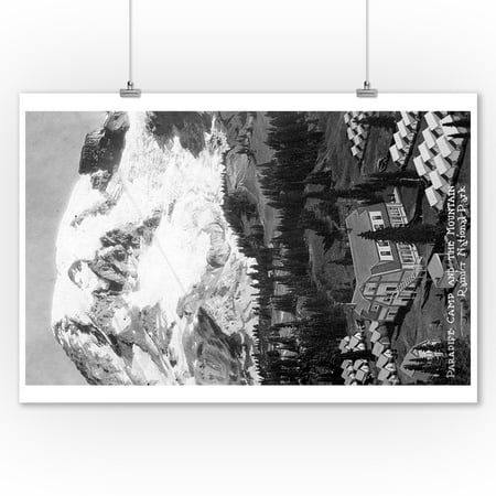 Rainier Nat'l Park, Washington - View of Paradise Camp and Mt Rainier (9x12 Art Print, Wall Decor Travel