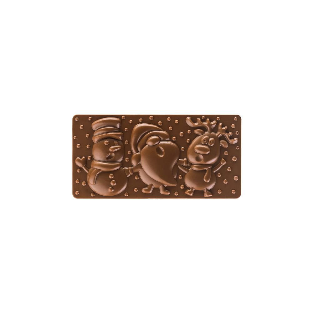 Pavoni Pc5038 Polycarbonate Chocolate-bar Mold with 3 Xmas Village Cavities, Each 77mm x 154mm x 10mm High, Size: 77mm x 154mm x 13mm H