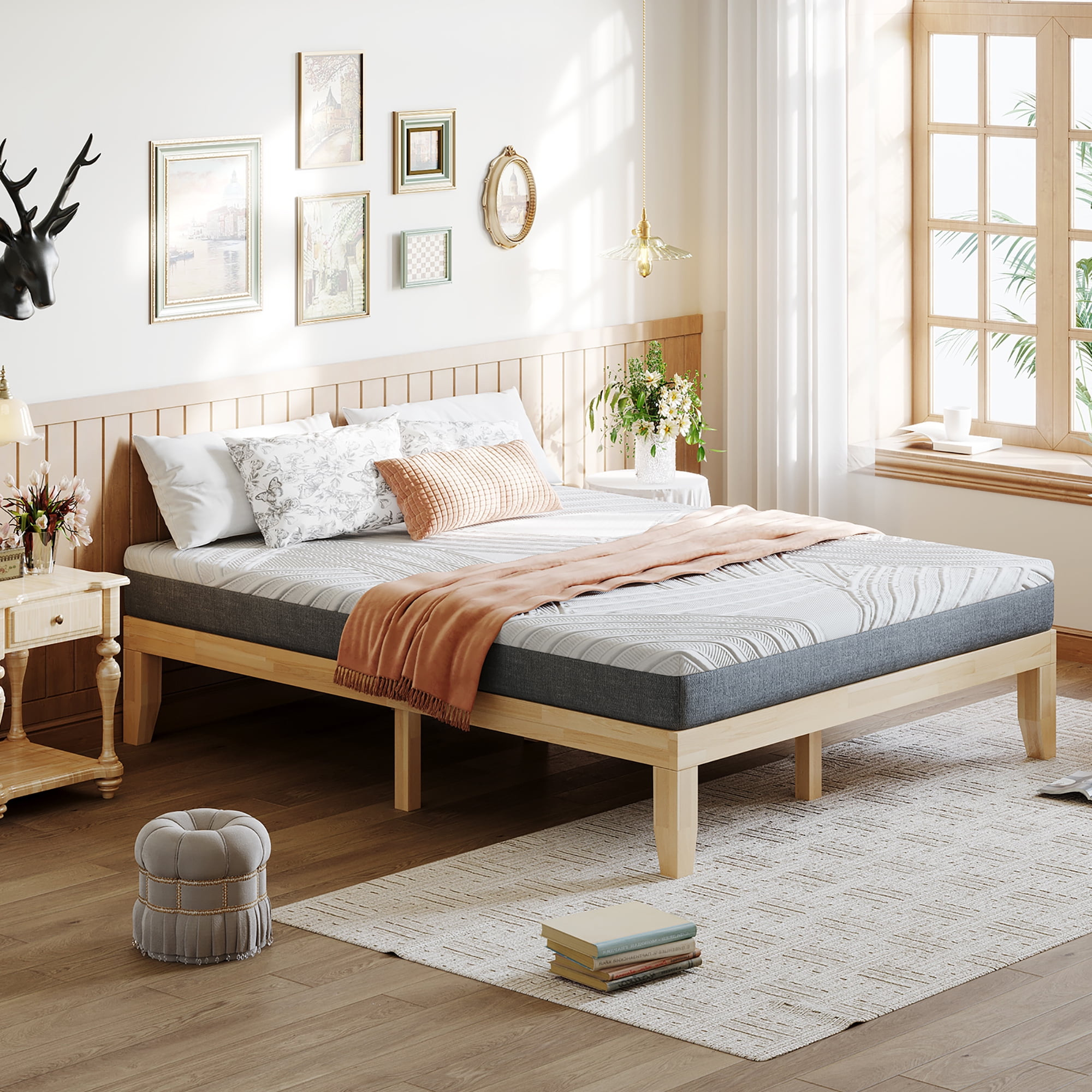 Bed frame for foam mattress queen discount