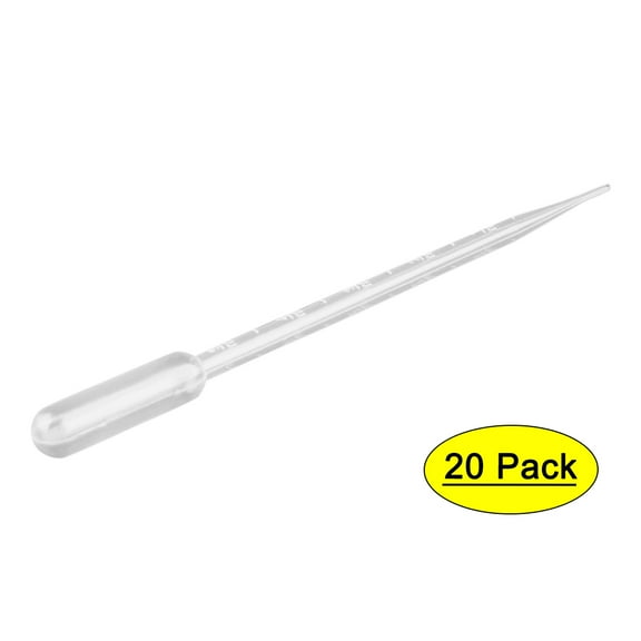 Unique Bargains Plastic Transfer Pipettes Graduated Dropper Clear 5ml Capacity 20 Pcs