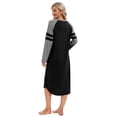 thumbnail image 6 of Women Long Sleeve Nightgown Loose Fit Sleepshirt Spring Fall Calf-Length Soft House Dress Round Neck Comfy Sleepwear Loungewear, Black S-3XL, 6 of 7