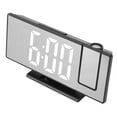 thumbnail image 3 of Reloj despertador digital con proyección, carga USB, atenuación automática, pantalla LED de espejo, reloj electrónico para dormitorio, carcasa negra, luz blanca., 3 of 14