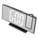 thumbnail image 3 of Reloj despertador digital con proyección, carga USB, atenuación automática, pantalla LED de espejo, reloj electrónico para dormitorio, carcasa negra, luz blanca., 3 of 14