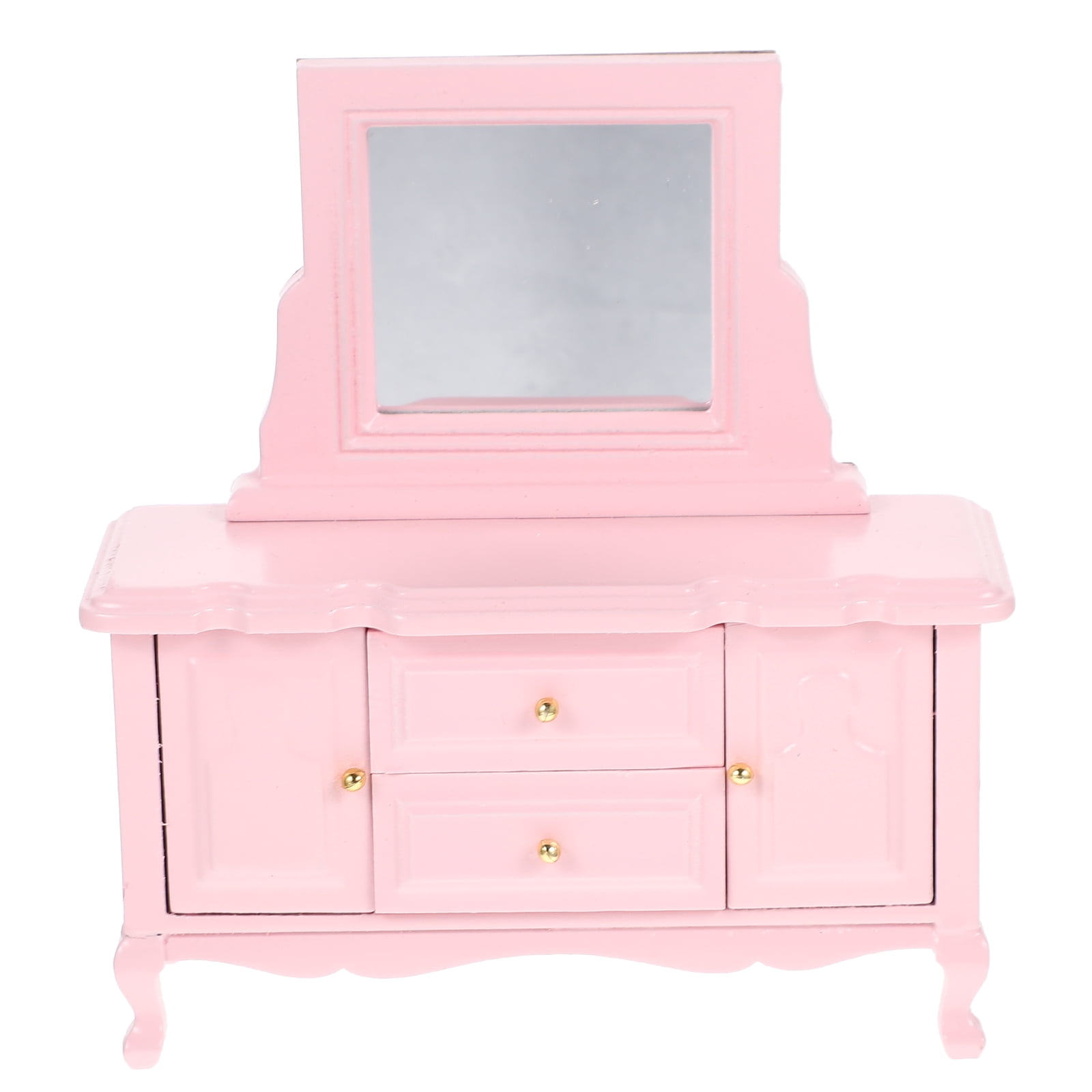 Coiffeuse miniature pour maison de poupée avec miroir et 4 tiroirs, accessoires de maison, chambre à coucher, salon, décoration (blanc