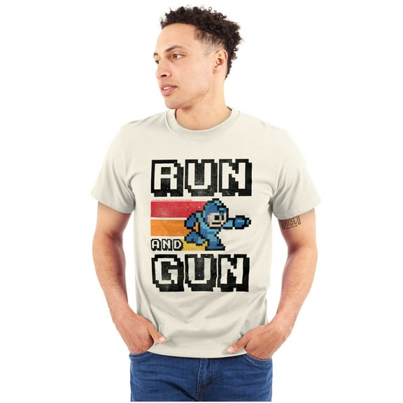 Classic 8-bit Video Game Mega Man Gun Men's Graphic T Shirt Tees Brisco Brands 2X